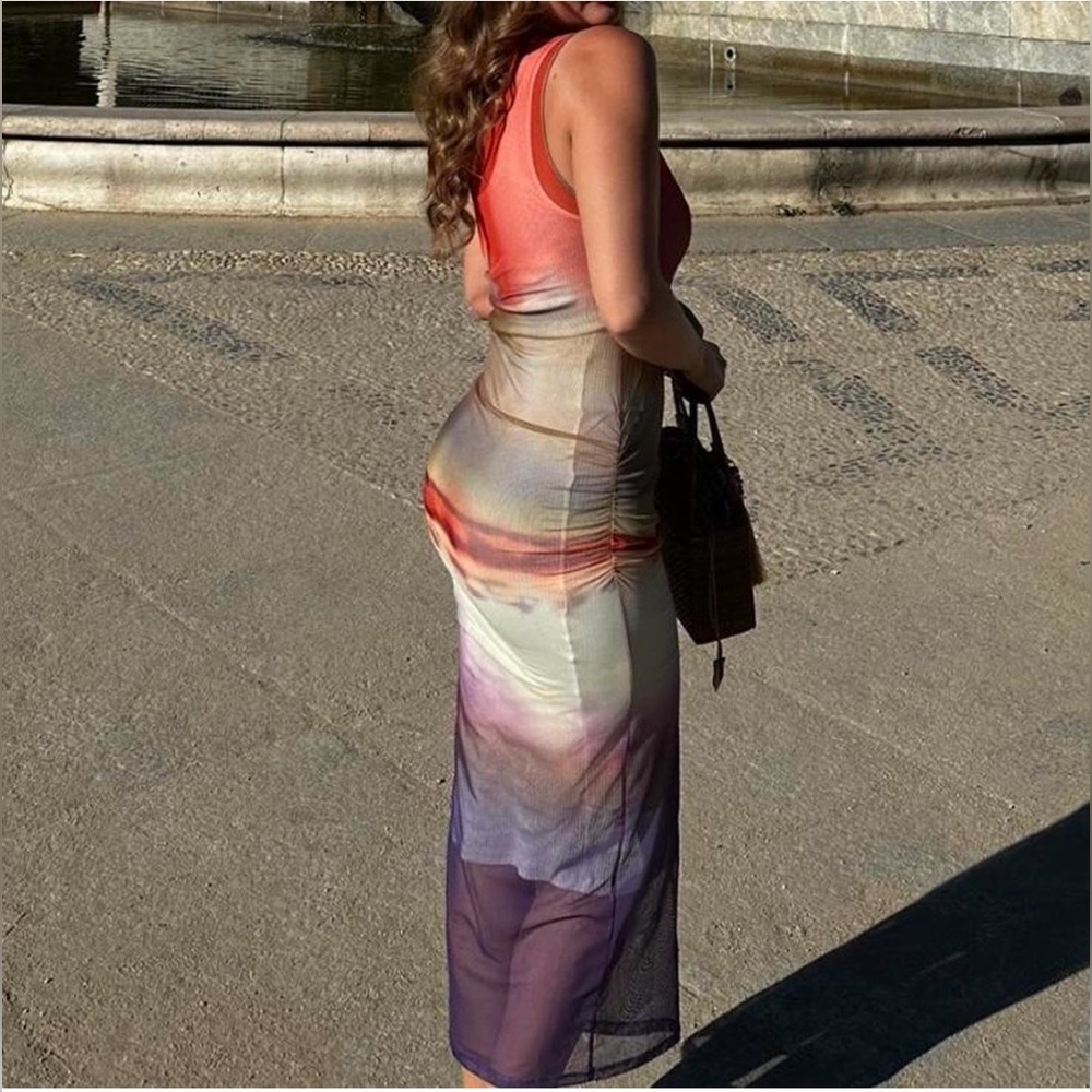 Zara Mesh Overlay Dress in Dusty Rose and Mauve